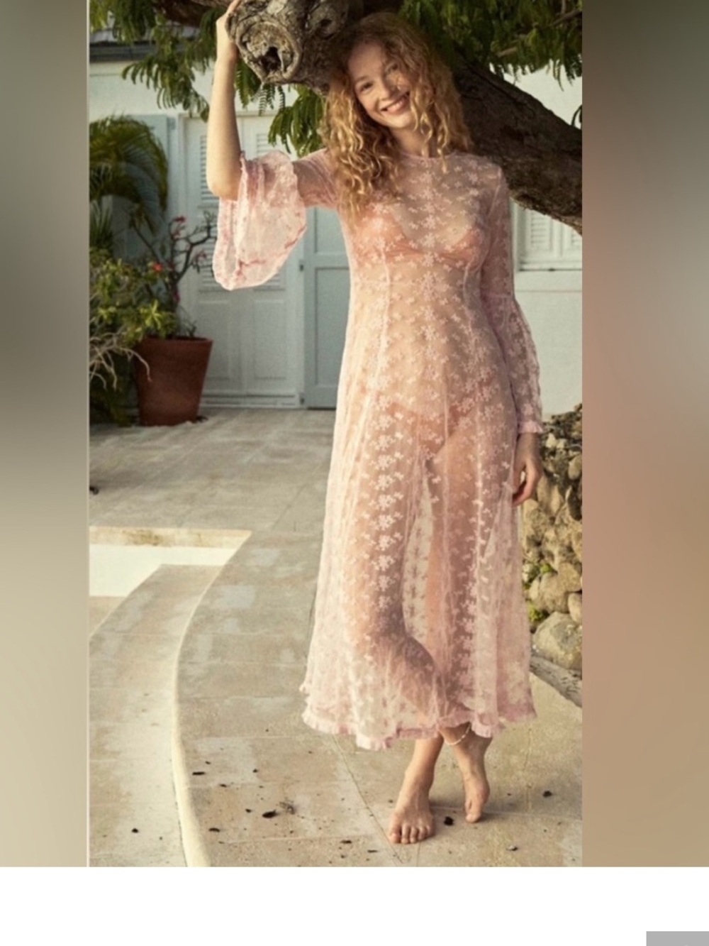 Doen adalise dress pink sheer lace